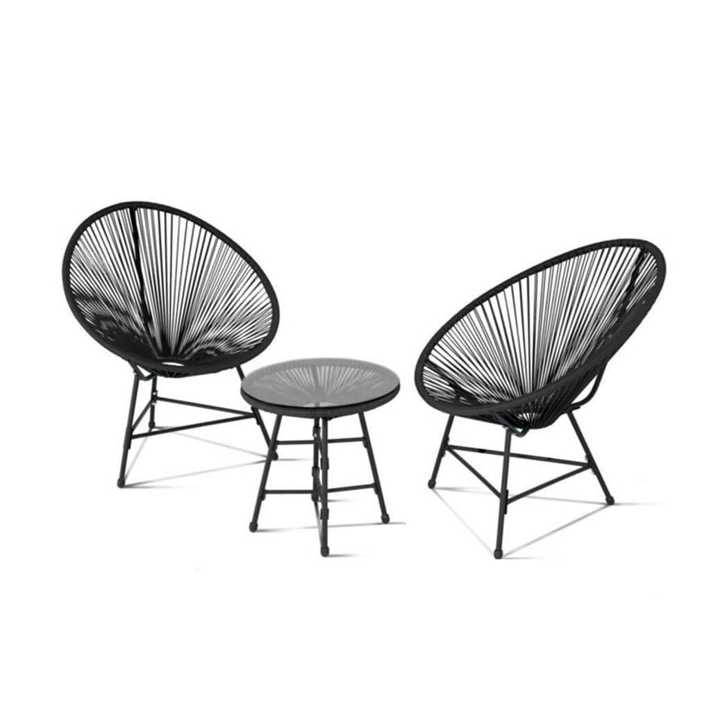 Garden set, two chairs and a Bistro table, black