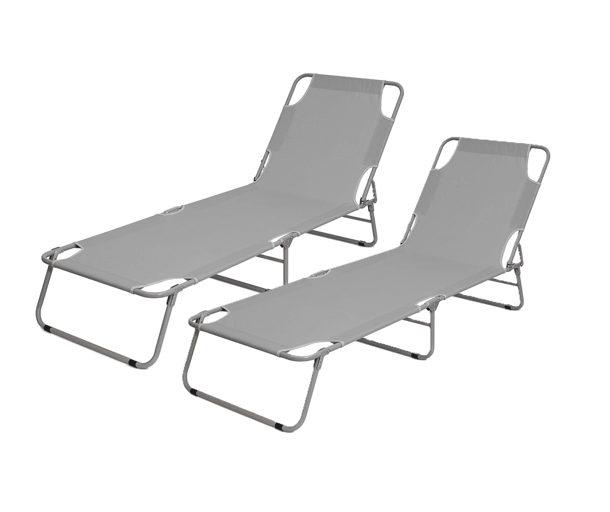 Beach Chaise Lounge Set - 2 Pieces, Gray