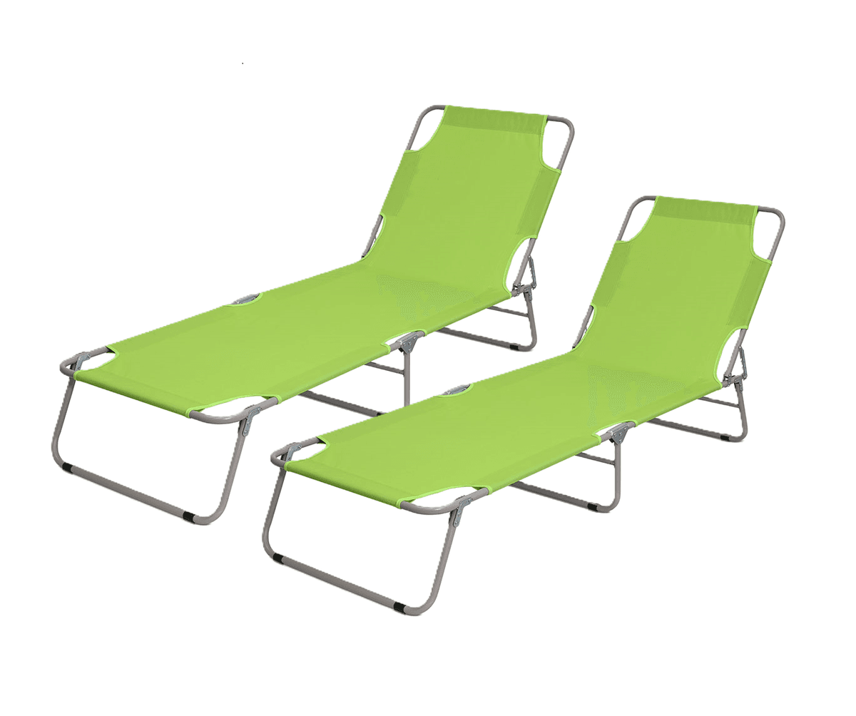 Beach Chaise Lounge Set - 2 Pieces, Green