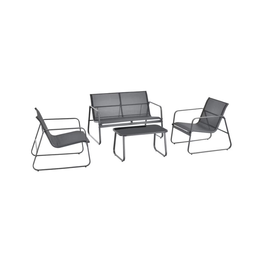 Green Bay Garden Capri Gardening Set, Two-Seater, Two Chairs and a Table, Anthracite
