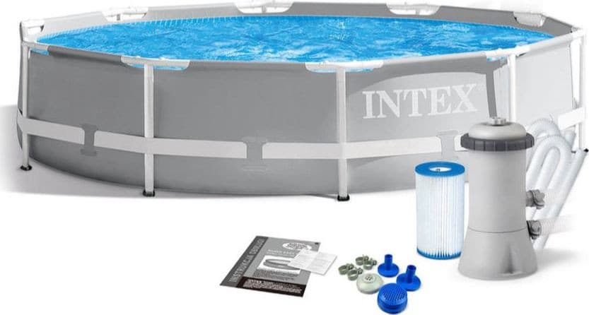 INTEX Prism Frame Pool with Metal Frame - 305 cm × 76 cm, 4485 L, 1250 L/h Filter Pump
